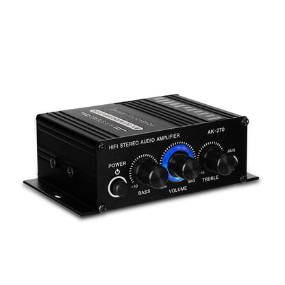 AK270 Mini Audio 2-Channel Stereo Power Amplifier Portable Sound Amplifier AUX Input Speaker Amp for Car and Home - Your Tech