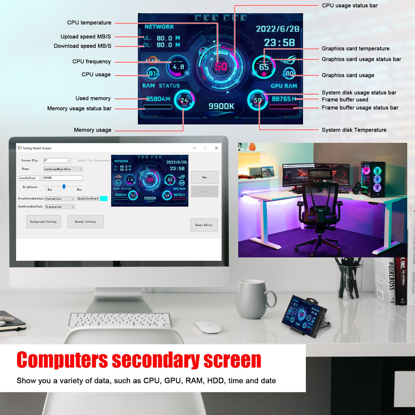 3.5-inch Computer Small Secondary Screen IPS Full View USB Chassis Monitor - Your Tech